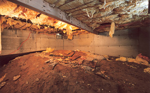 Crawl Space Moisture Barrier before in Boston