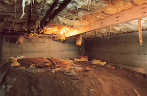Before view of dirt Crawl Space in Boston