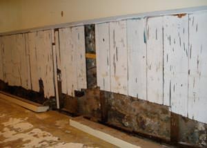 A wet, flooded finished basement in Marlborough