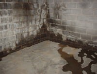 flooded basement with leaky basement walls in Billerica, MA