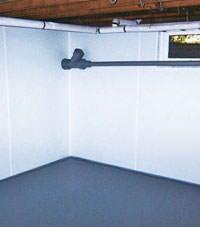 Plastic basement wall panels installed in a Malden, Massachusetts home