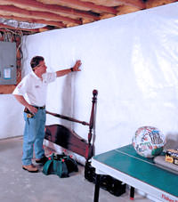 Plastic 20-mil vapor barrier for dirt basements, Malden, Massachusetts installation