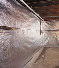 Radiant heat barrier and vapor barrier for finished basement walls in Malden, Massachusetts